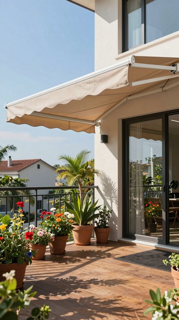 22 House Balcony Ideas to Elevate Your Home Exterior 16 stylish retractable shade solution