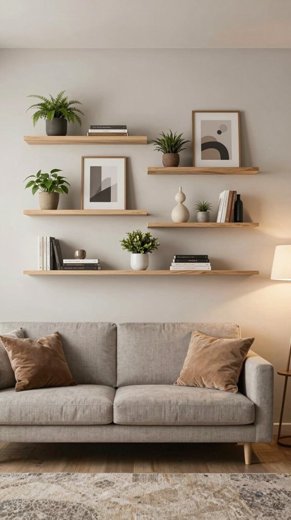 stylish space saving floating shelves