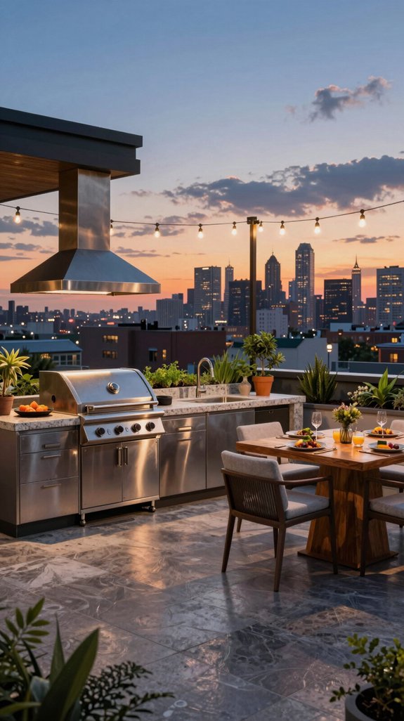 stylish urban rooftop kitchen