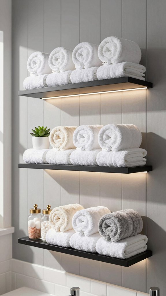stylish wall mounted towel shelves