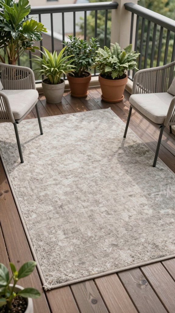 18 Balcony Flooring Ideas That Transform Your Space 8 subtle outdoor rug selection