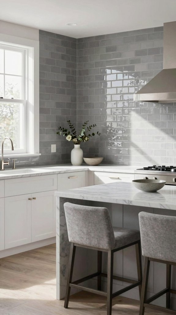 subway tiles with gray grout