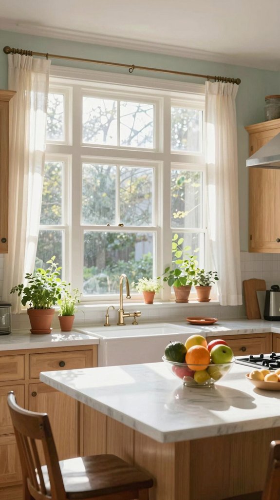 sun soaked kitchen with windows
