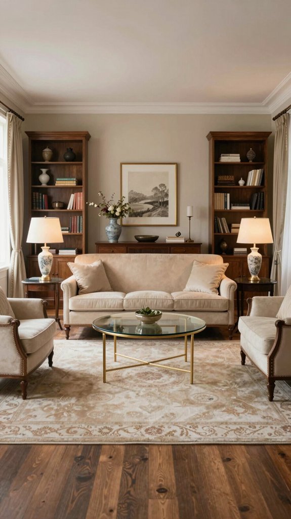 17 Classic Living Room Design Ideas That Feel Timeless 5 symmetrical furniture arrangement balance
