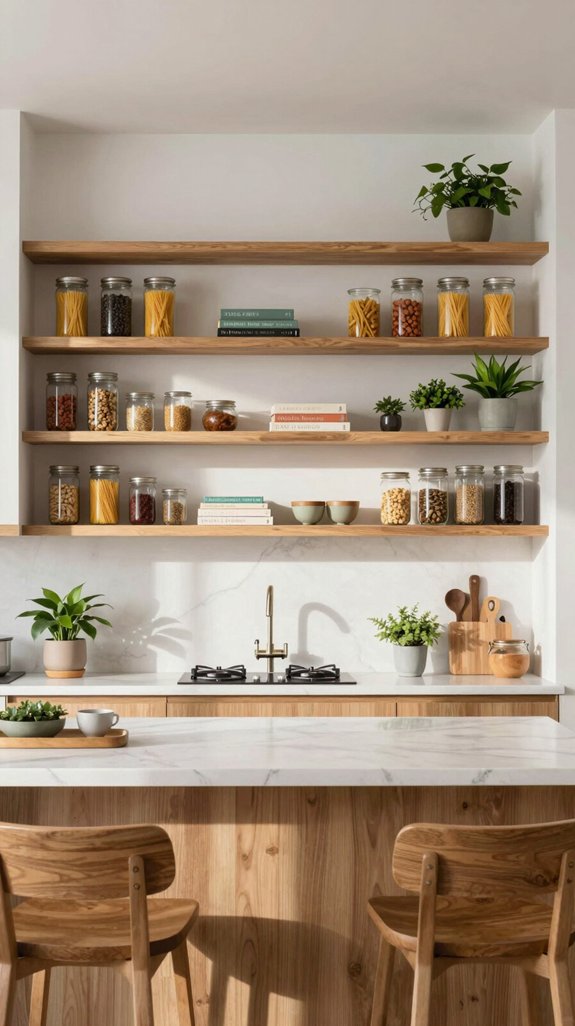 19 Kitchen Shelving Ideas for Open and Functional Storage 17 symmetrical shelf arrangement tips