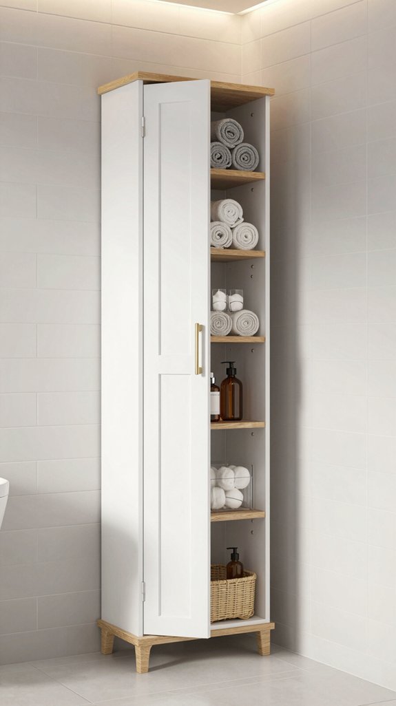 26 Tiny Bathroom Storage Ideas That Save Every Inch 23 tall corner storage solutions