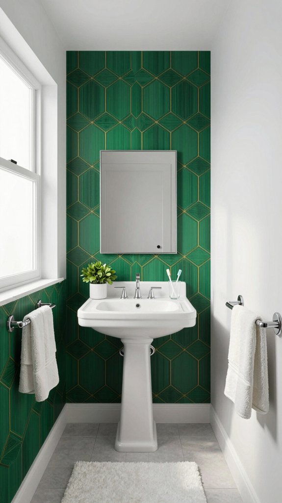 22 Apartment Bathroom Decor Ideas That Are Renter-Friendly 5 temporary bold wall transformation