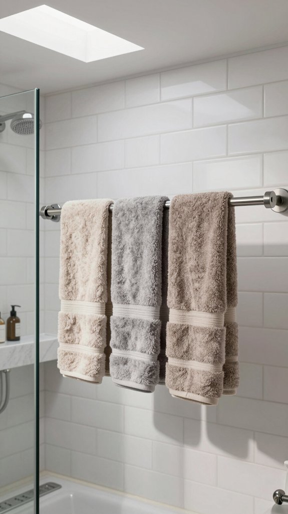 17 Bathroom Towel Hanging Ideas for Small and Large Spaces 16 tension rods for shower storage