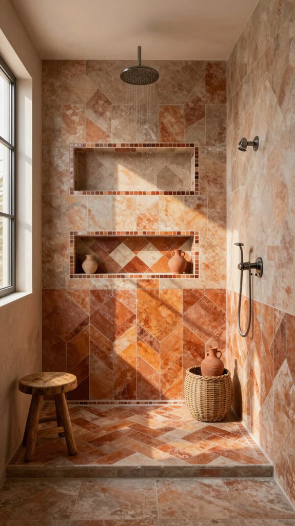 terracotta walk in shower elegance