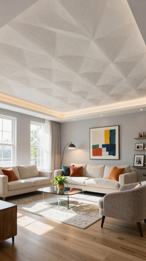 17 Latest Ceiling Design Ideas for Living Rooms 12 textured ceilings enhance aesthetics