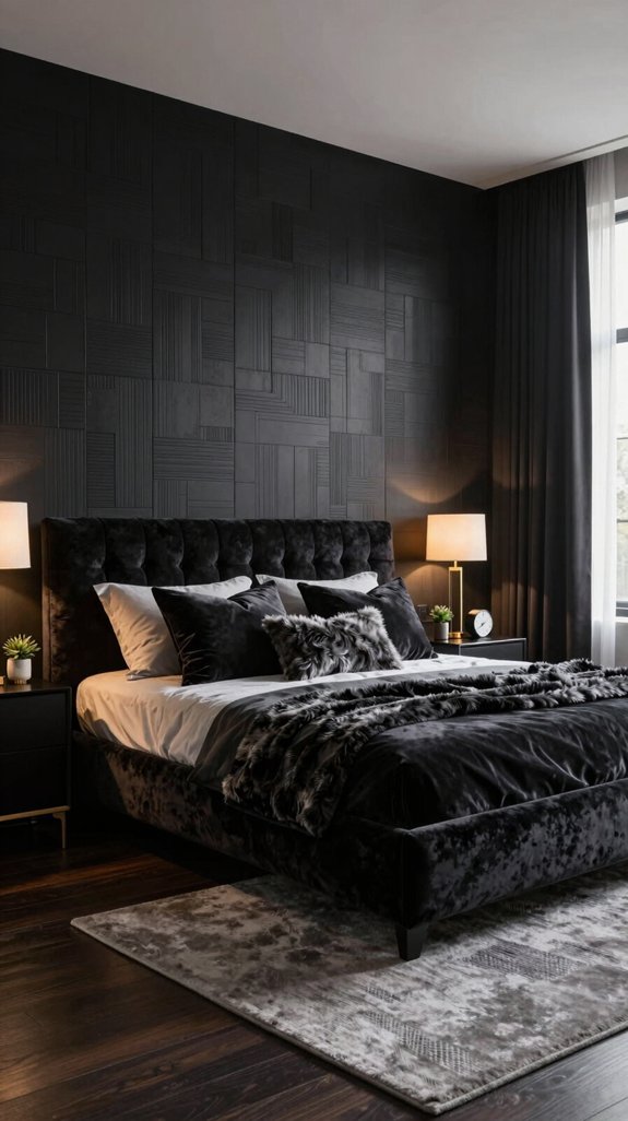 15 Black Bedroom Ideas for a Bold Interior 4 textured elegance on black walls