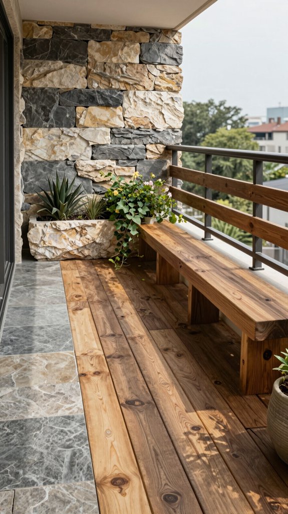 textured wood and stone