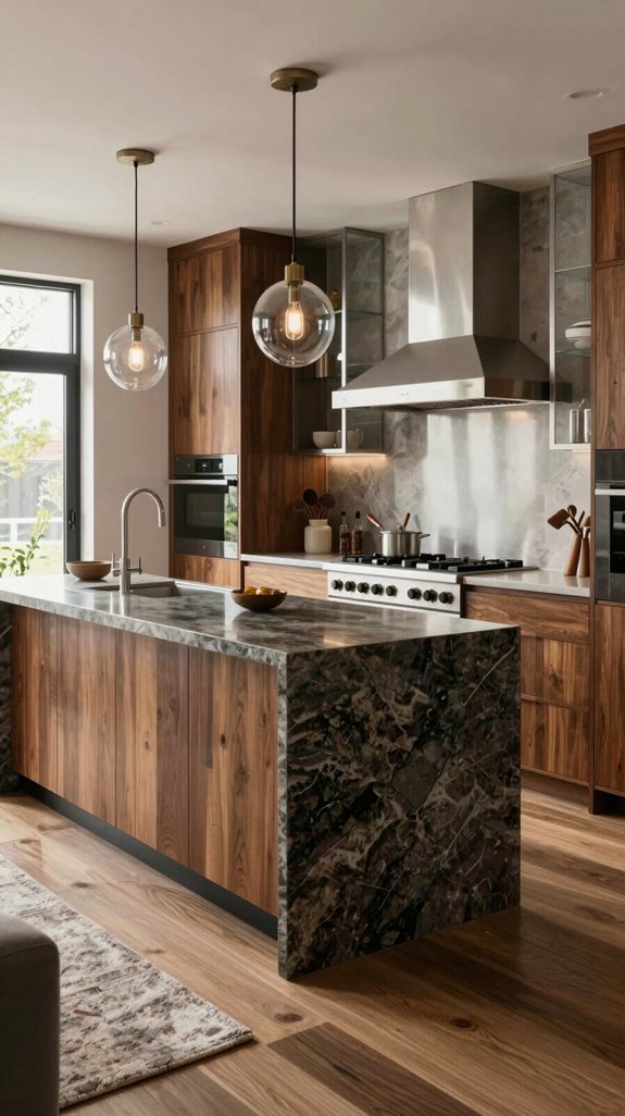 textures blend stone wood glass
