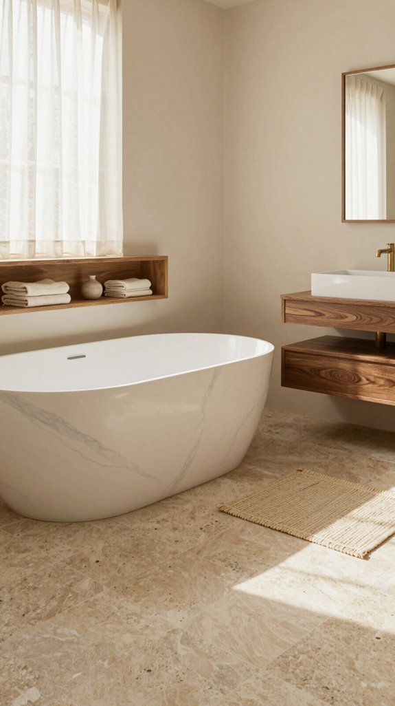 18 Warm Neutral Bathroom Ideas for a Cozy Retreat 6 timeless materials enhance sophistication
