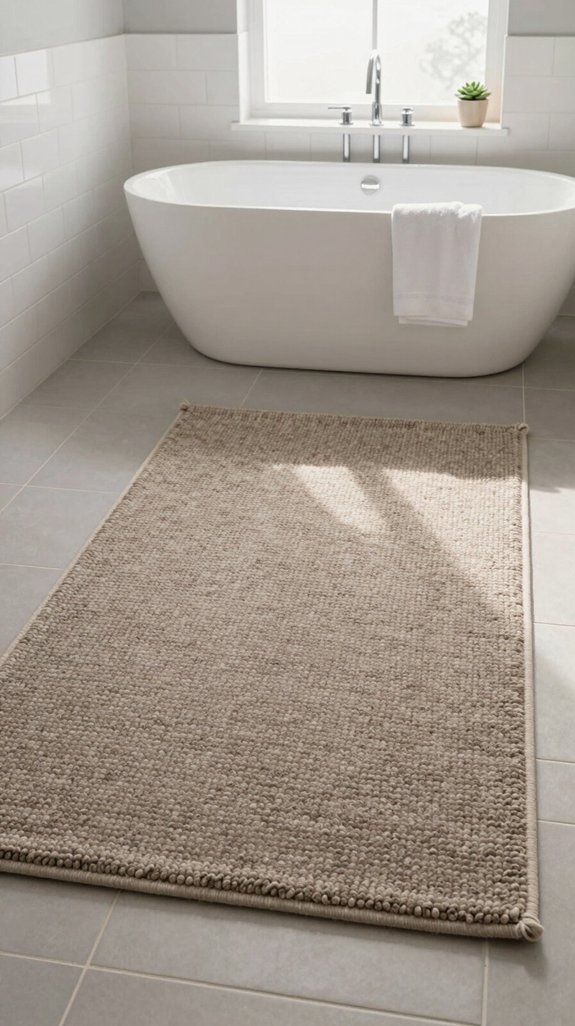 17 Bathroom Rug Ideas That Add Texture and Warmth 7 timeless neutral bathroom rugs