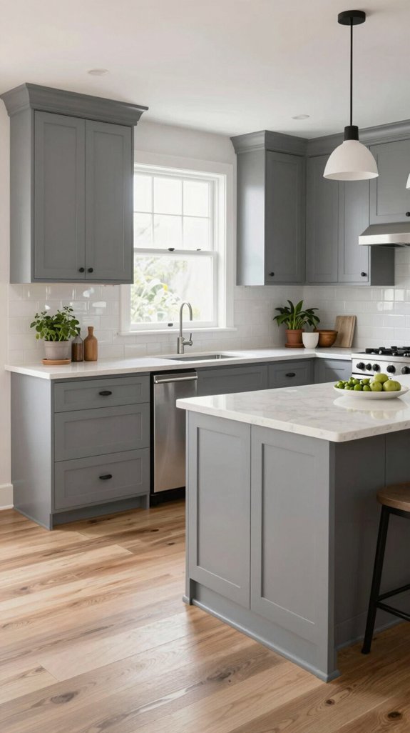 timeless shaker style gray cabinets