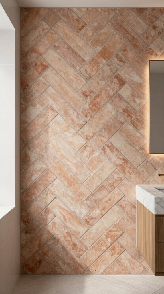 24 Bathroom Tiles Combination Ideas for a Designer Finish 18 timeless terracotta herringbone tiles