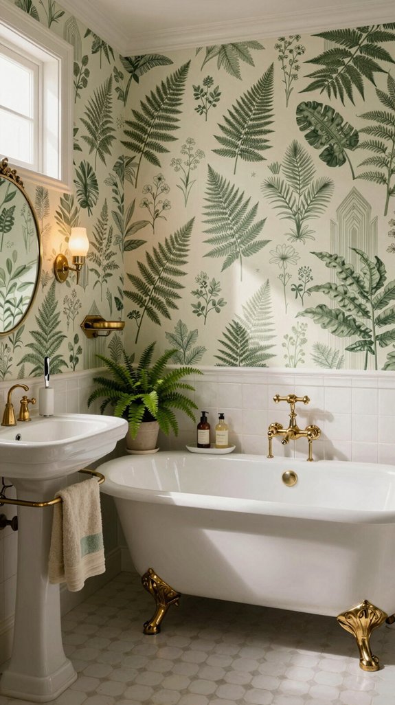 20 Wallpaper Bathroom Ideas That Transform Plain Walls 14 timeless vintage green wallpaper