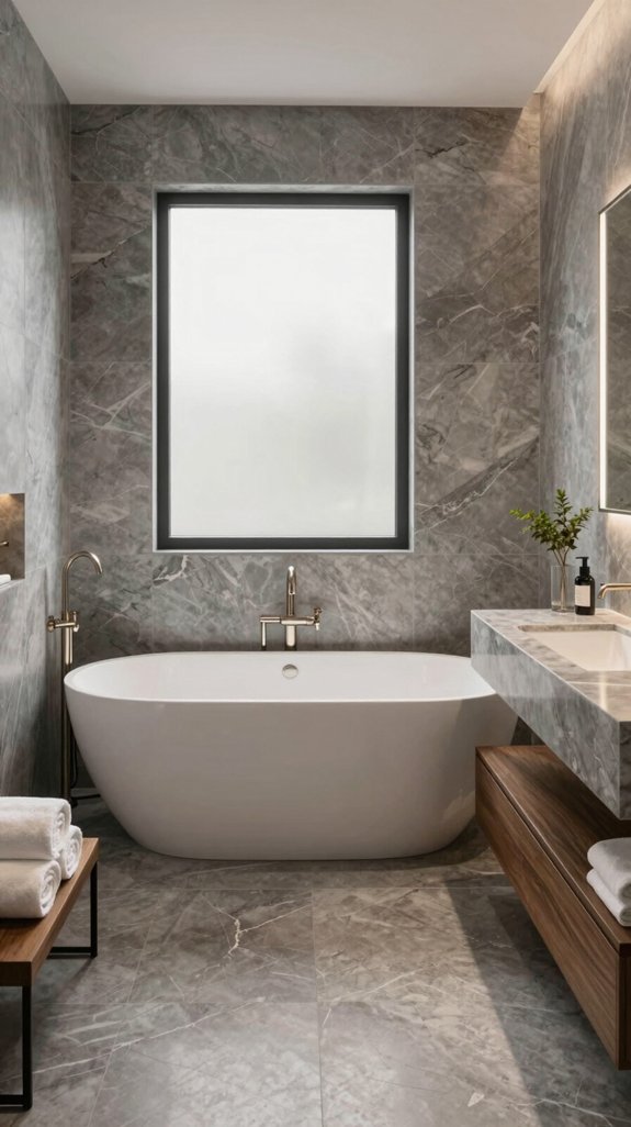 tranquil gray marble bathrooms