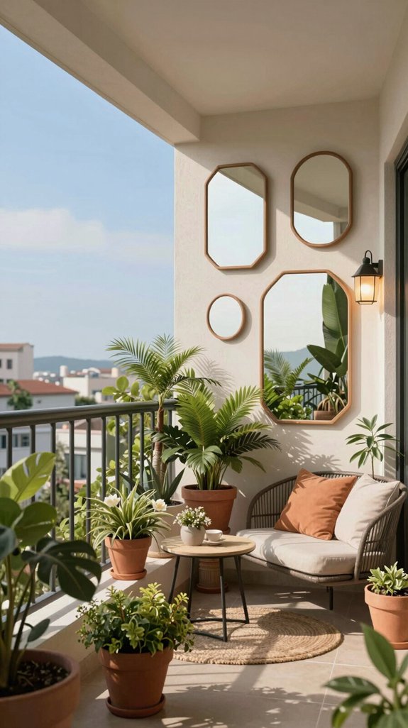 21 Balcony Decoration Ideas to Refresh Your Outdoor Space 9 transform balcony with mirrors