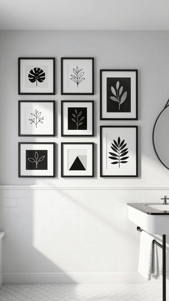 22 Black and White Bathroom Ideas for Timeless Contrast 19 transform bathrooms with artwork