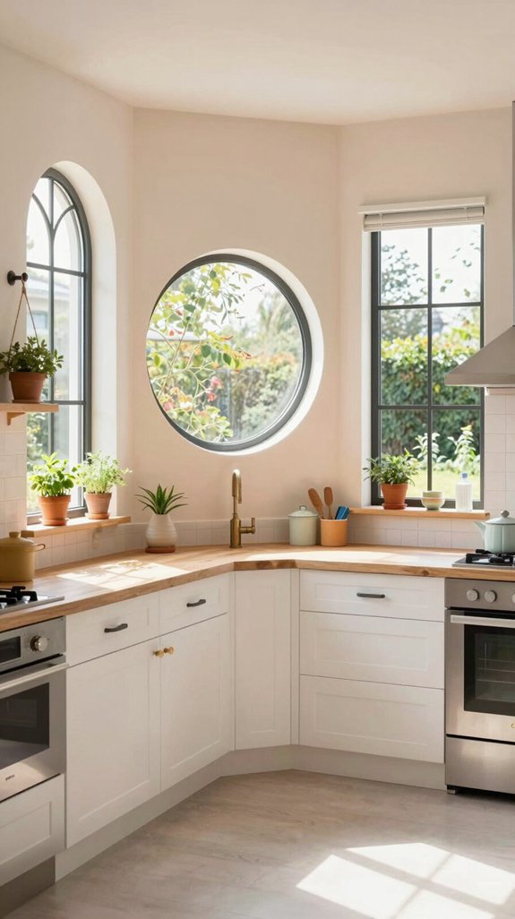 unique window shapes enhance kitchens