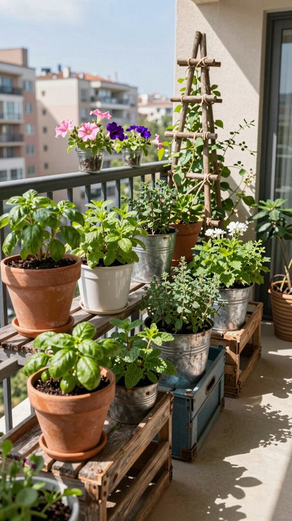 13 Apartment Balcony Garden Ideas for Urban Green Living 5 upcycled planters on budget