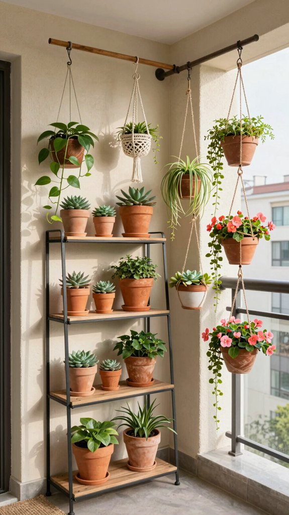 vertical gardening with shelves