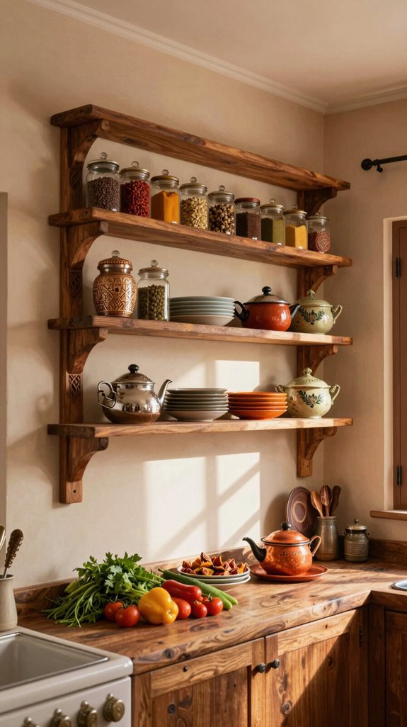 vertical shelves enhance storage