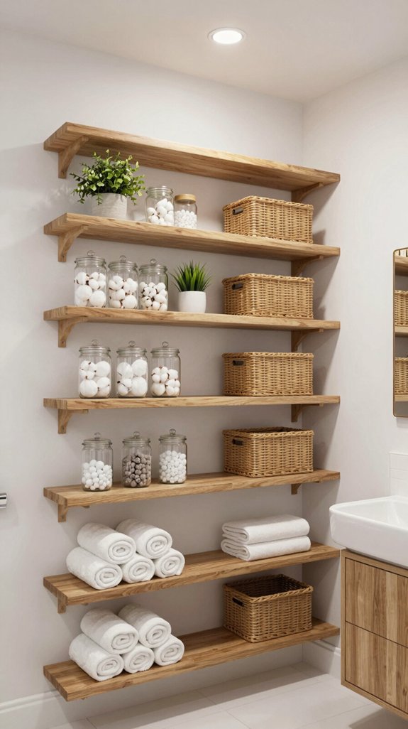 vertical shelving for bathrooms