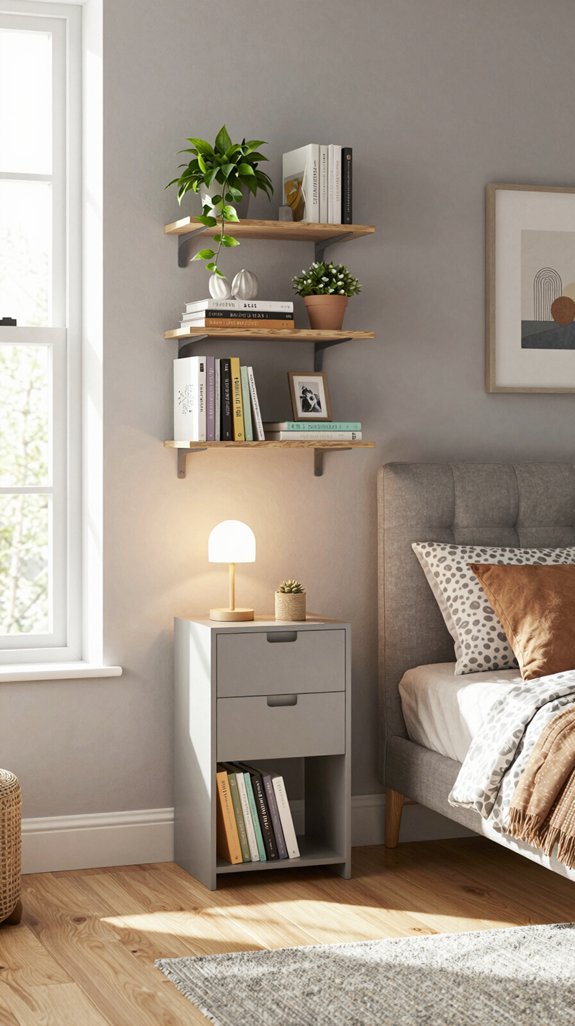 13 Side Table Ideas for the Bedroom That Add Function 12 vertical storage for small spaces