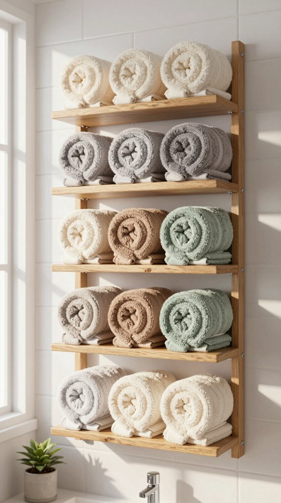 17 Bathroom Towel Hanging Ideas for Small and Large Spaces 15 vertical towel rack organization