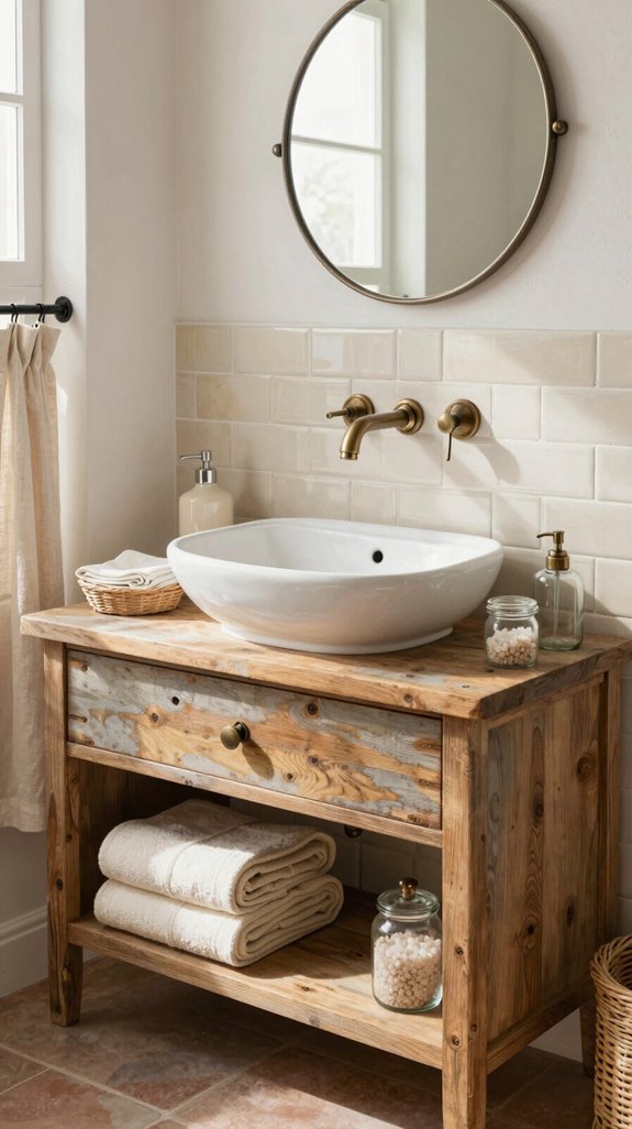 24 Farmhouse Bathroom Ideas With Rustic Charm 14 vessel sinks enhance bathrooms