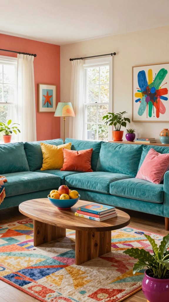 17 American Living Room Design Ideas for Comfortable Homes 9 vibrant color drenched decor