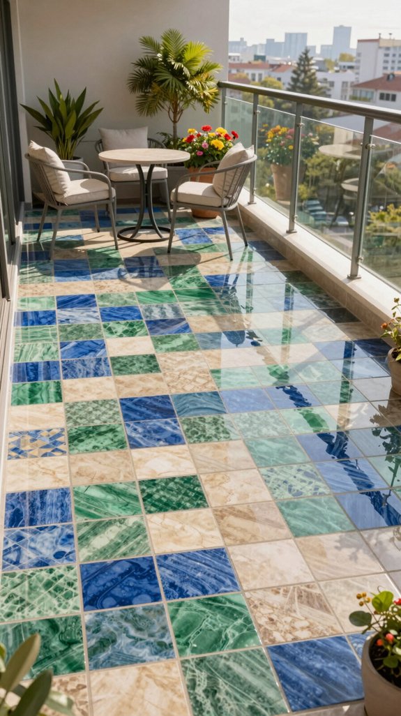 vibrant multi toned tile design