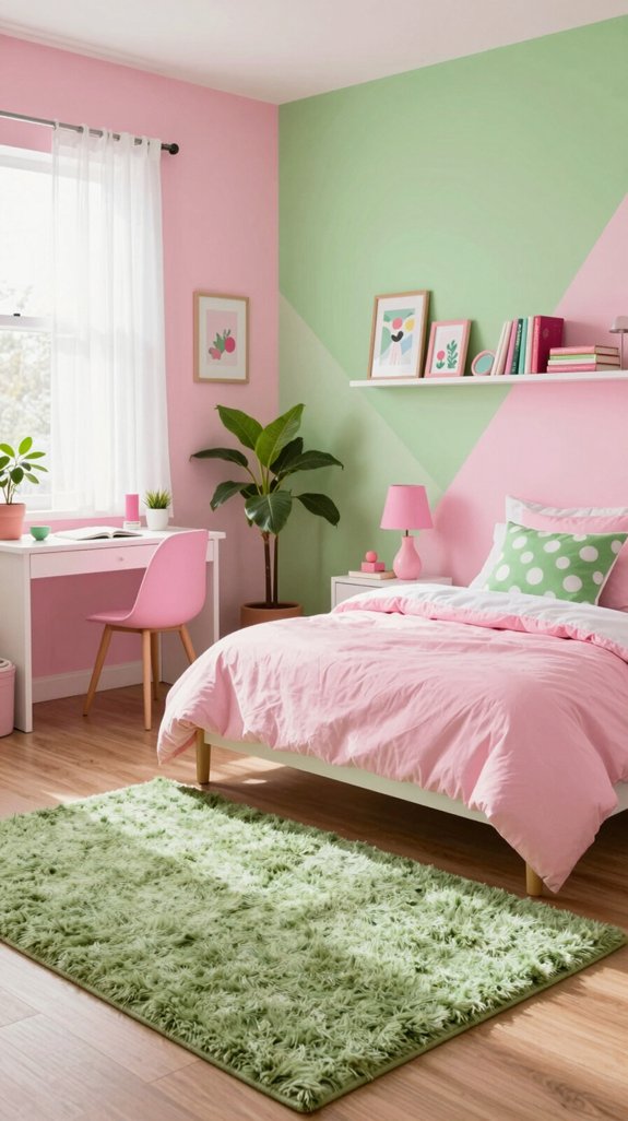 vibrant pink and green