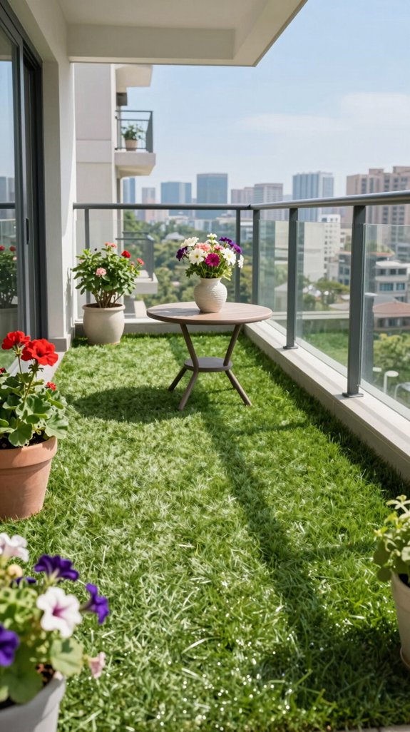 18 Balcony Flooring Ideas That Transform Your Space 5 vibrant synthetic grass oasis