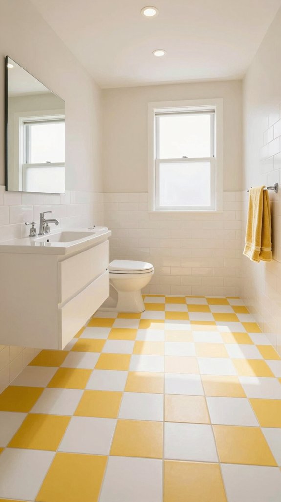 vibrant yellow checkerboard flooring
