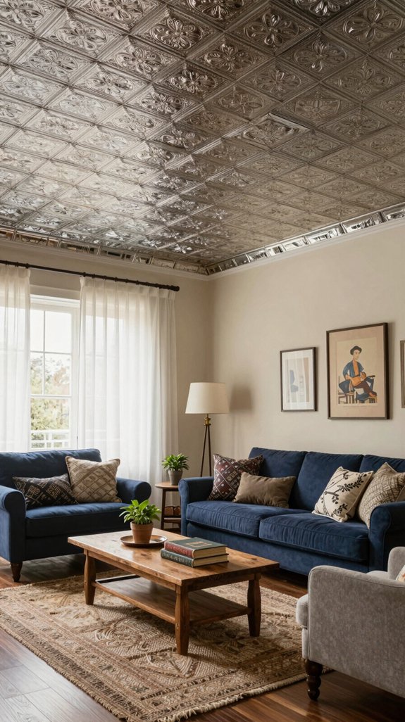 17 Latest Ceiling Design Ideas for Living Rooms 18 vintage charm with tiles