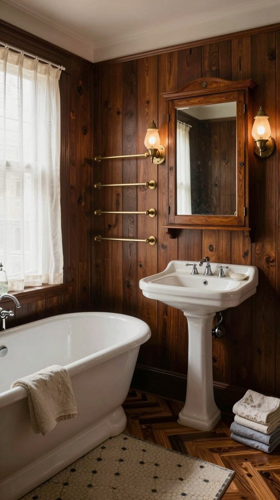 20 Vintage Bathroom Ideas With Timeless Appeal 19 vintage dark wood elegance