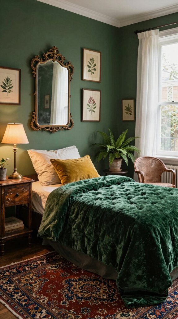 vintage elegance with dark green