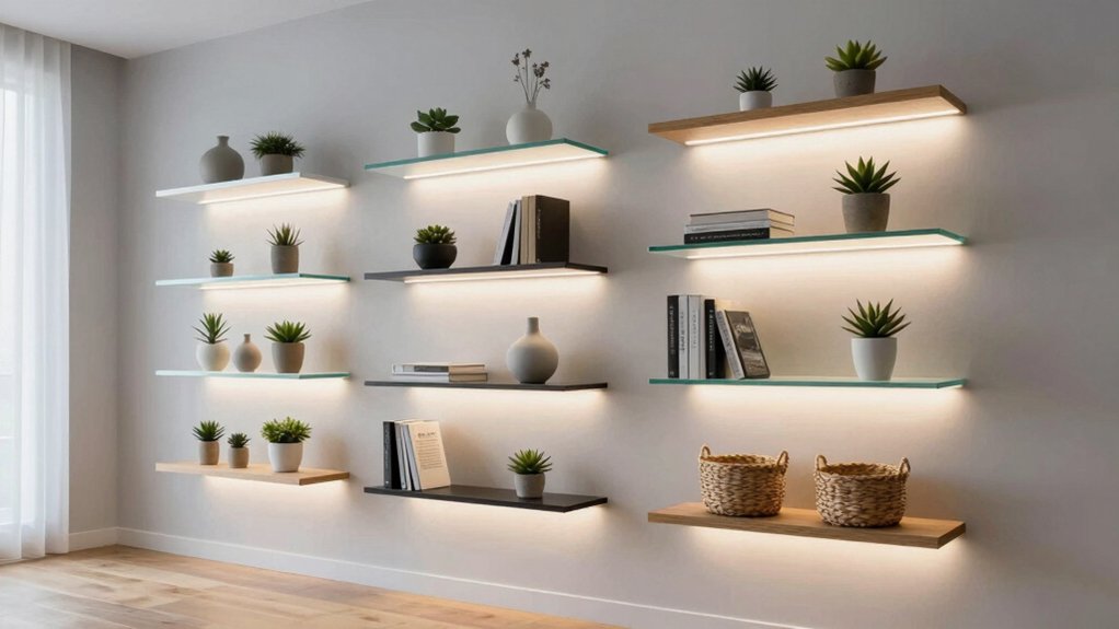 wall shelves with lighting