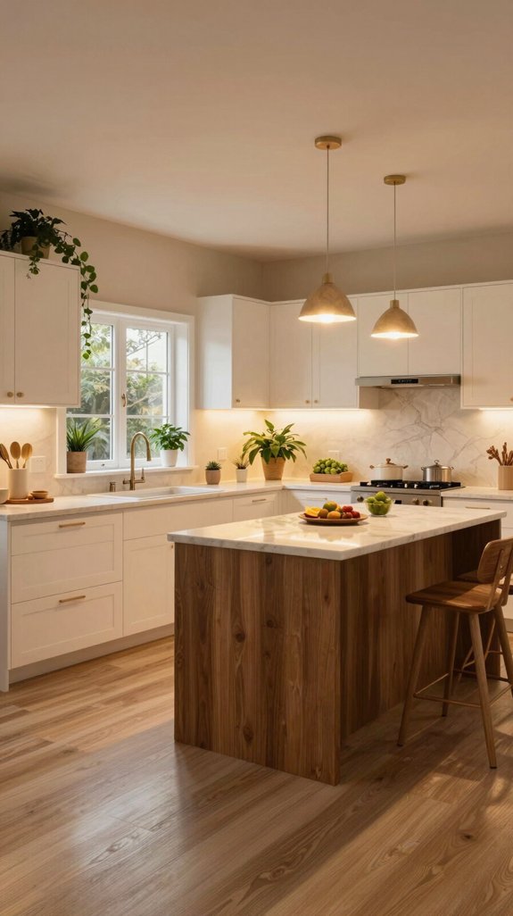 warm ambient kitchen lighting