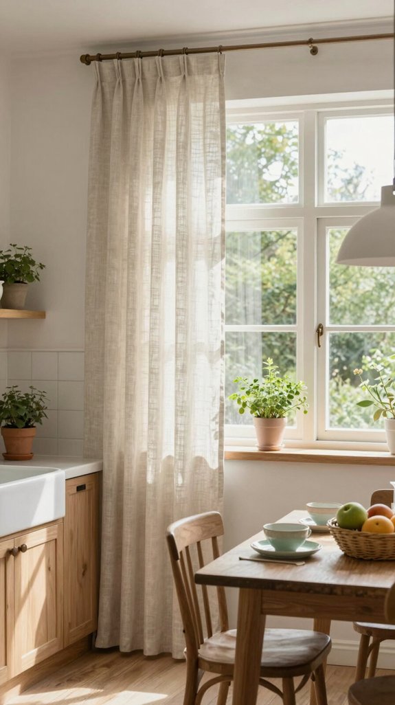 15 Kitchen Curtain Ideas That Add Soft Style 16 warm elegant linen curtains