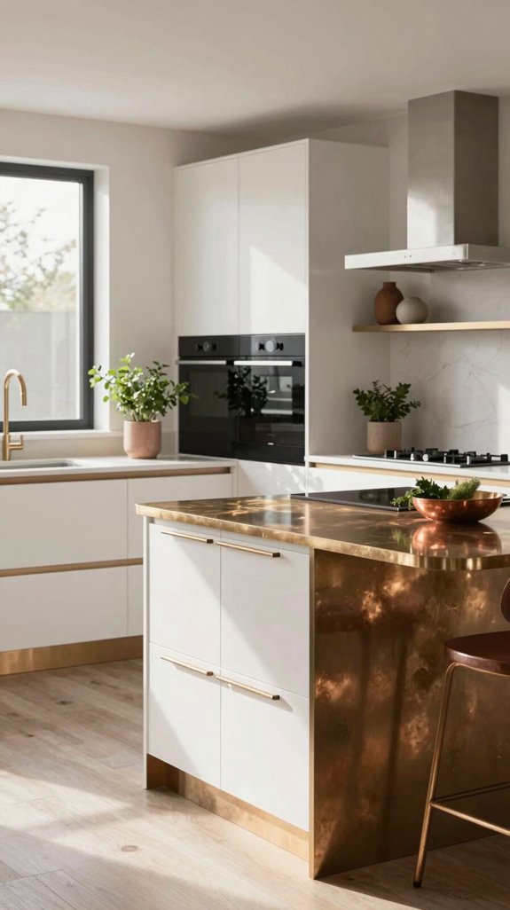 warm metallics enhance kitchens