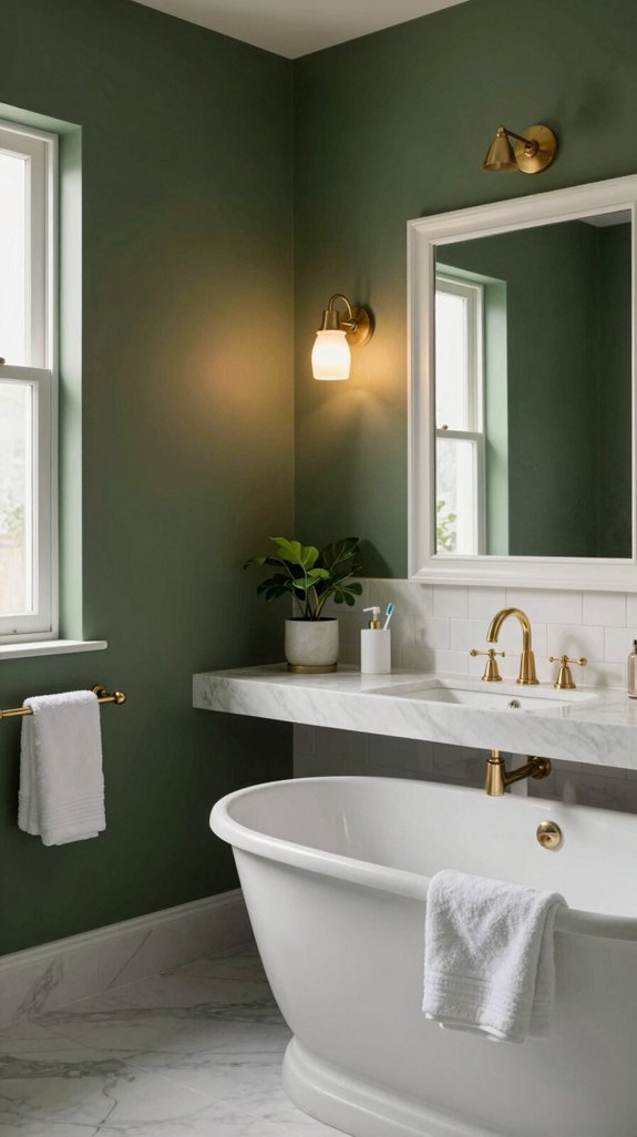 18 Dark Green Bathroom Ideas for a Bold, Moody Look 19 warm metals enhance green elegance