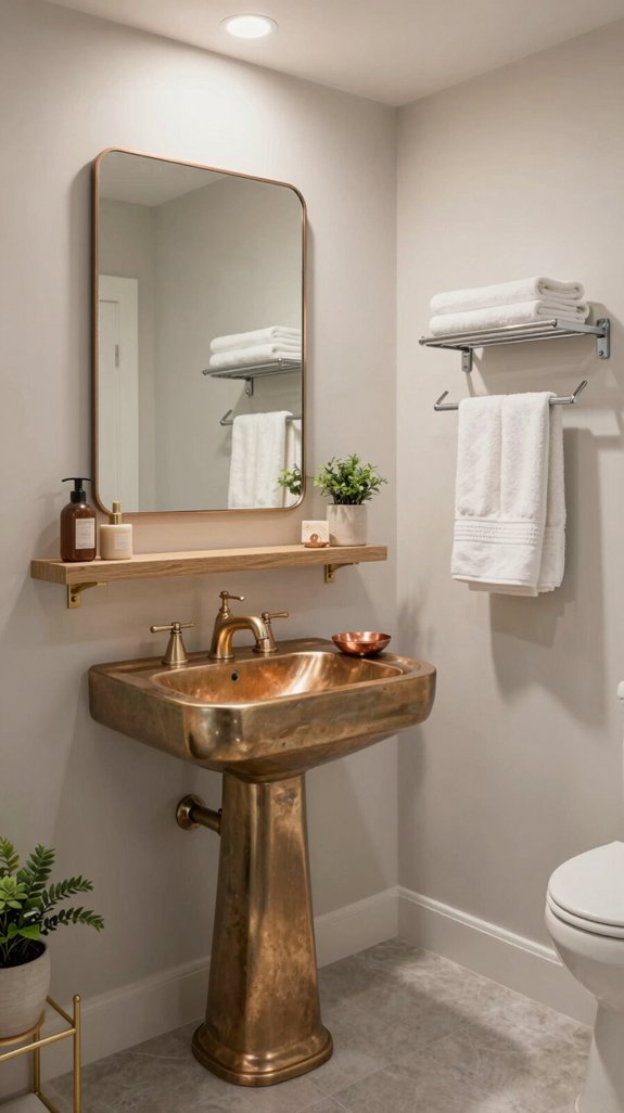 warm nickel bathroom details