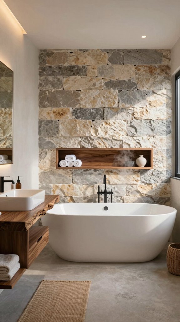 warm wood and stone