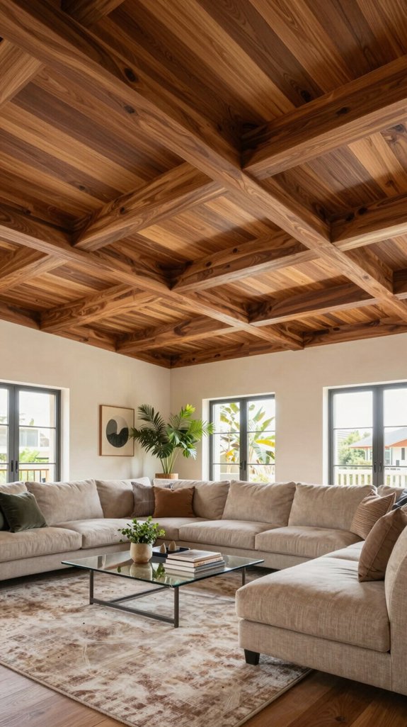 17 Living Room False Ceiling Design Ideas for Modern Homes 10 warmth and character enhancement