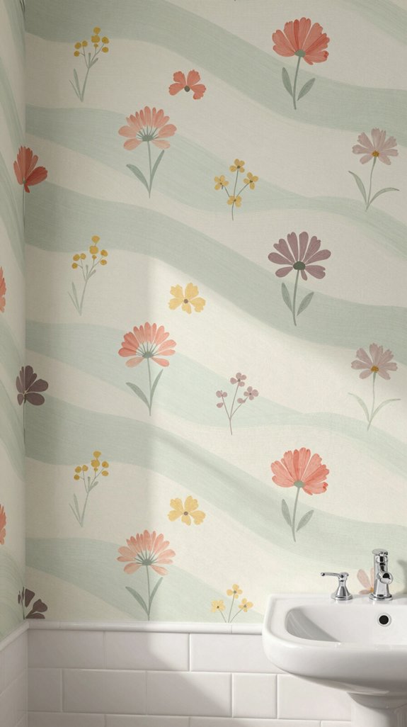 wavy floral wallpaper elegance